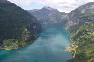 Geirangerfjord, 330 miles northwest of Oslo
